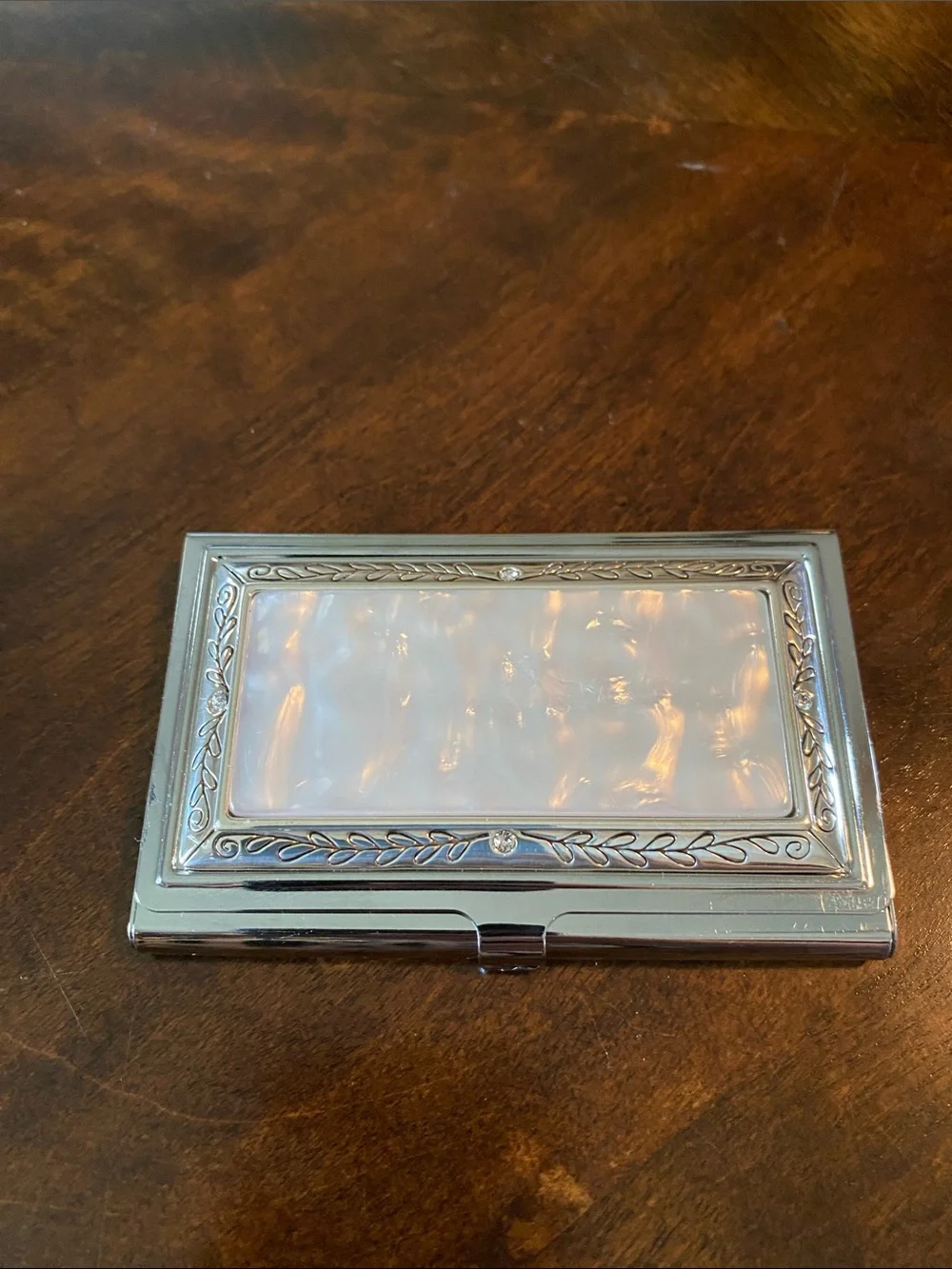 Brighton Silver and Pearl Card Case - Elegant Women's Accessory
